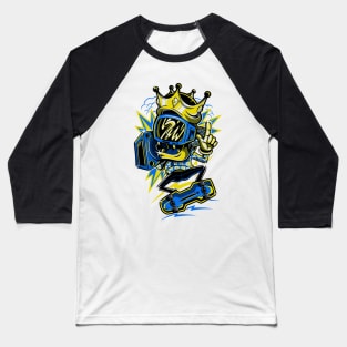 King TV Skater Blue Gold Baseball T-Shirt